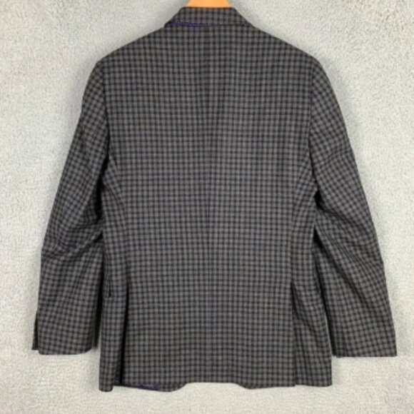 Ted Baker Jay SPJ Blazer 38R Gray Check Gingham Wool Sport Coat Endurance $798 - Picture 6 of 12